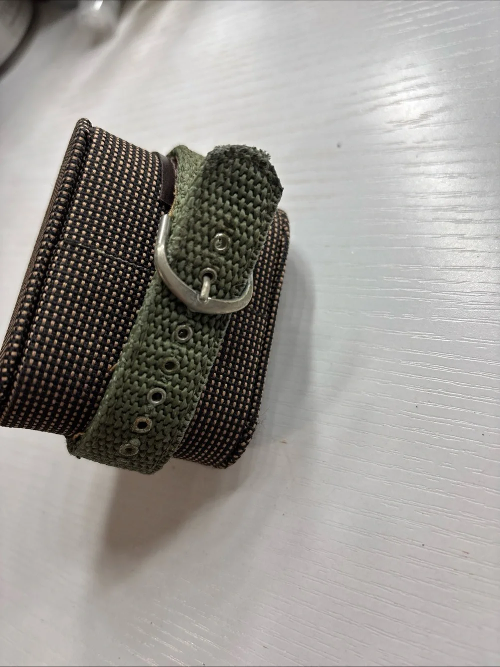 Men's Military-Style Field Watch in Green and Brown